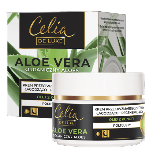 Celia DE LUXE ALOE VERA Organic aloe Semi-rich anti-wrinkle cream soothing & regenerating+ hemp oil